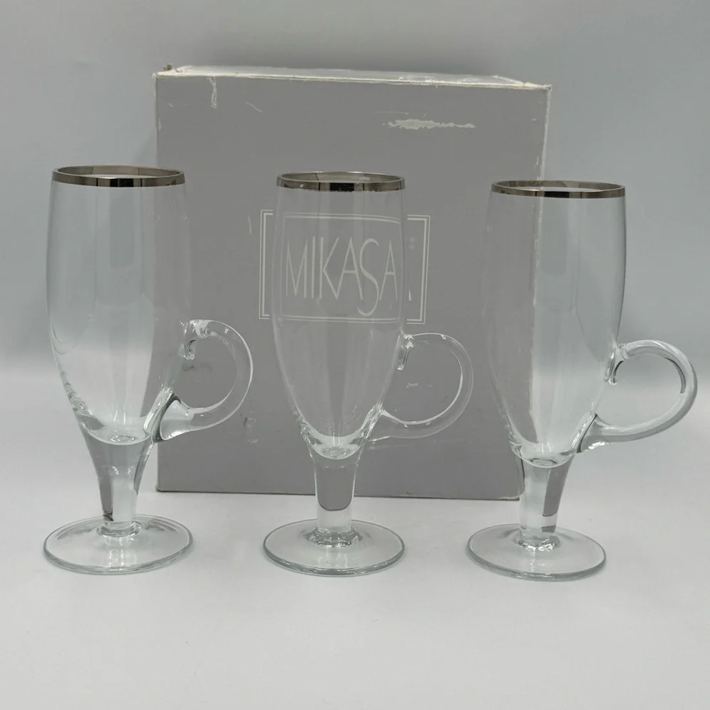 Mikasa “Stephanie” Clear Cordial Glass with Silver Rims Set of 3